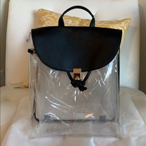 NWT JLUXLABEL Clear PVC/Black/Gold Detail BackPack